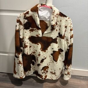 Women's Cow Print Fleece Jacket